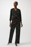 JACQUARD KNIT ABSTRACT PRINT WIDE LEG PANTS