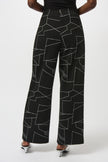JACQUARD KNIT ABSTRACT PRINT WIDE LEG PANTS