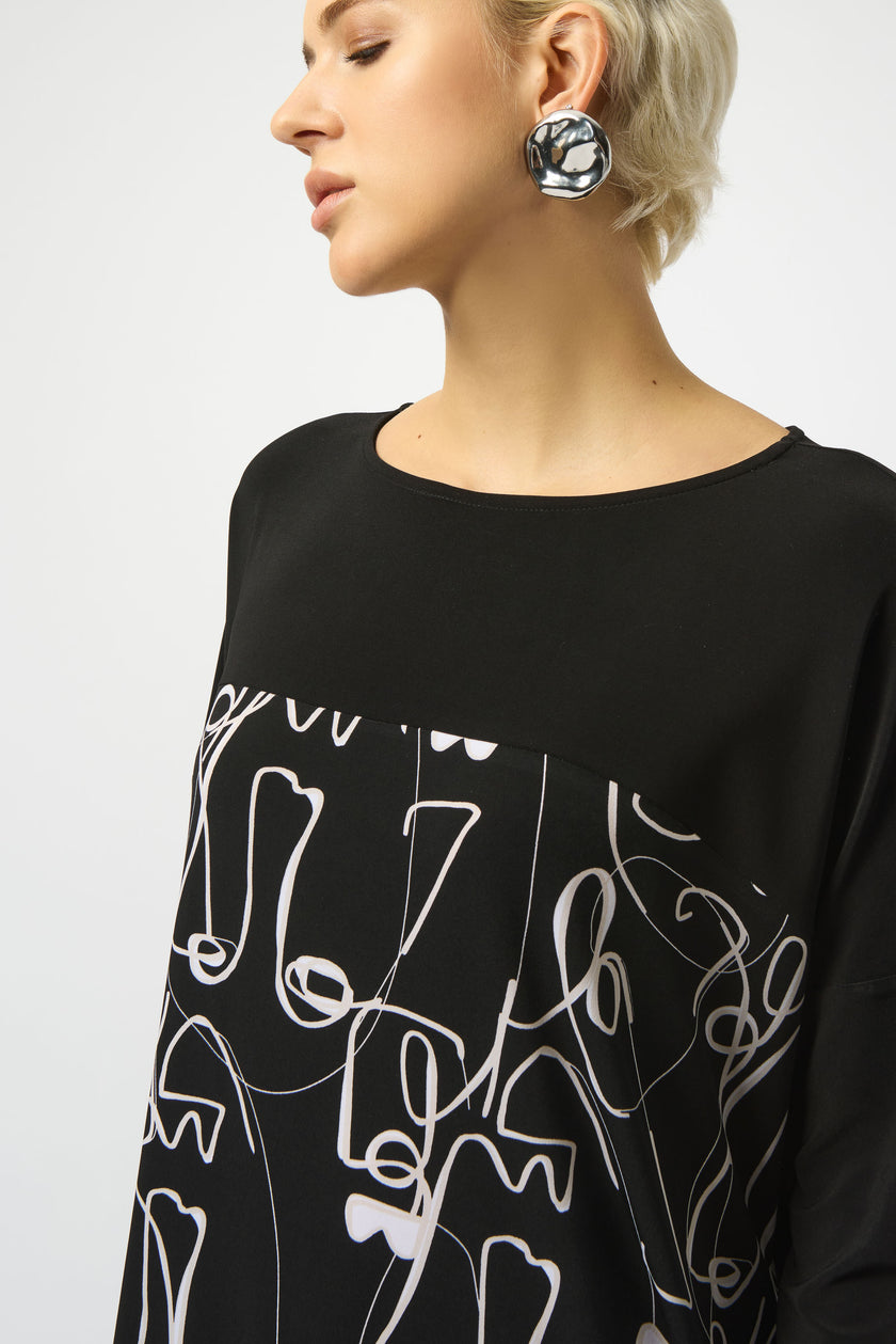 SILKY KNIT FACE PRINT COCOON DRESS