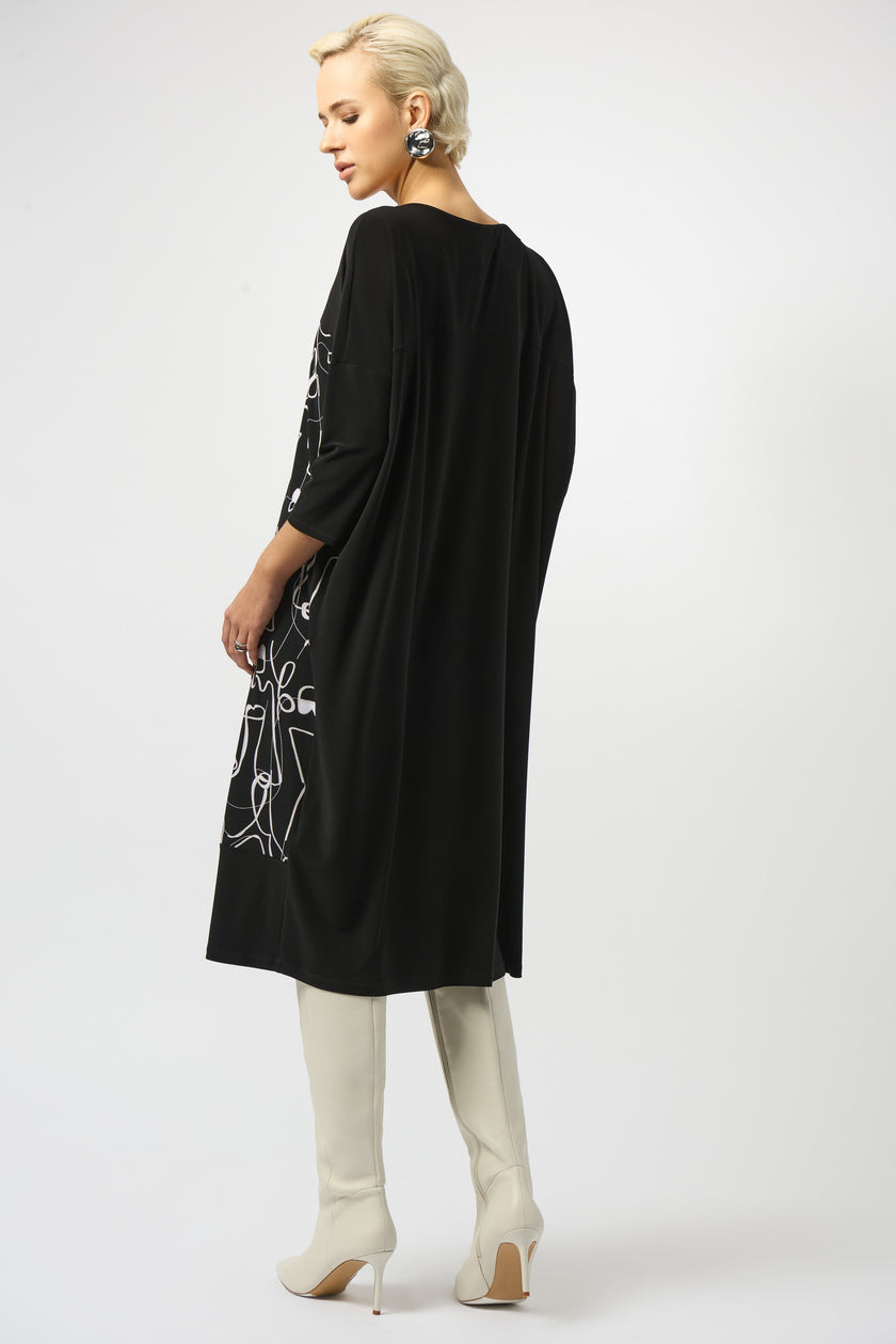 SILKY KNIT FACE PRINT COCOON DRESS