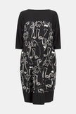 SILKY KNIT FACE PRINT COCOON DRESS