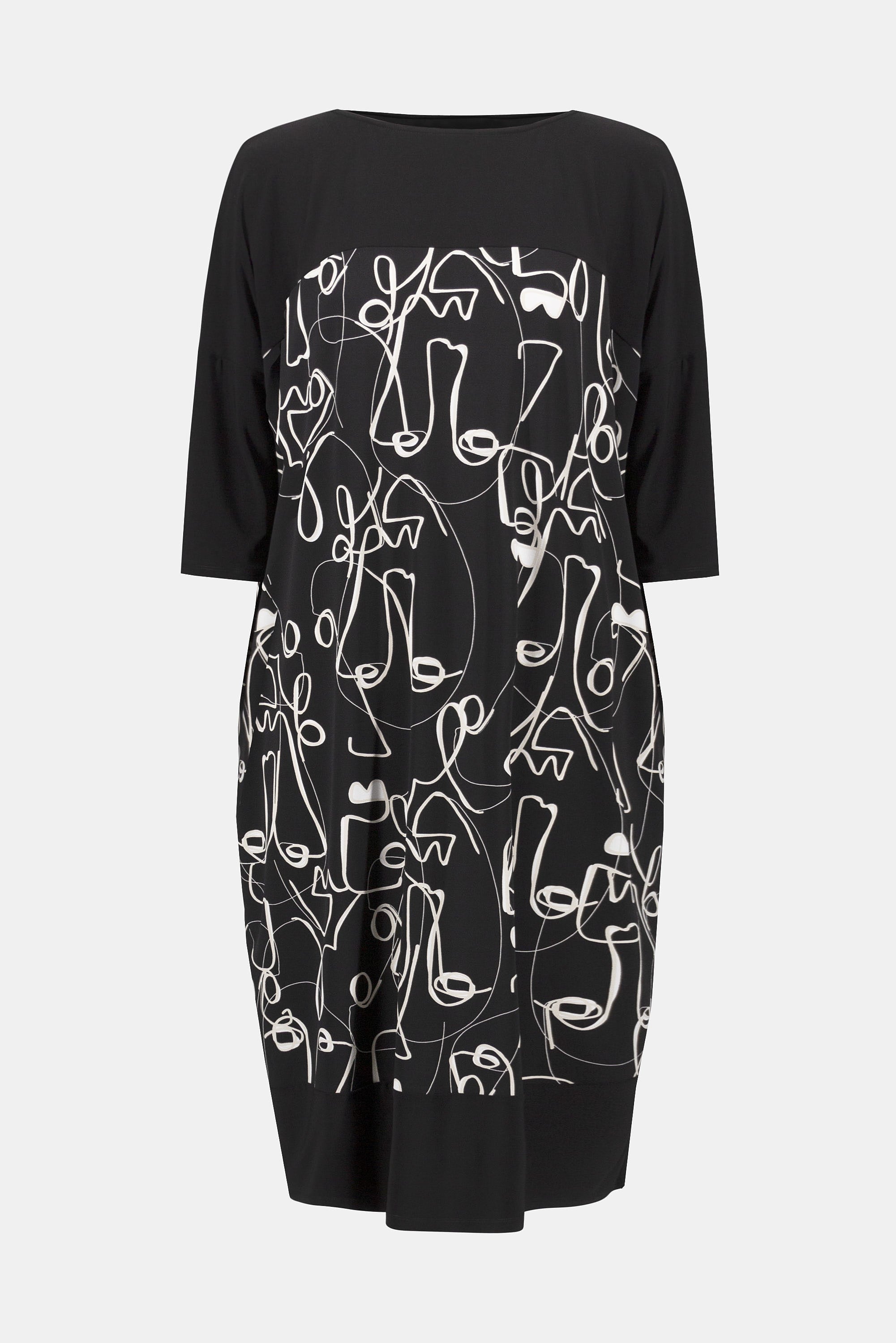 SILKY KNIT FACE PRINT COCOON DRESS