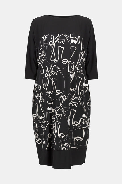 SILKY KNIT FACE PRINT COCOON DRESS