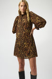 RECYCLED GEORGETTE ANIMAL PRINT TRAPEZE DRESS
