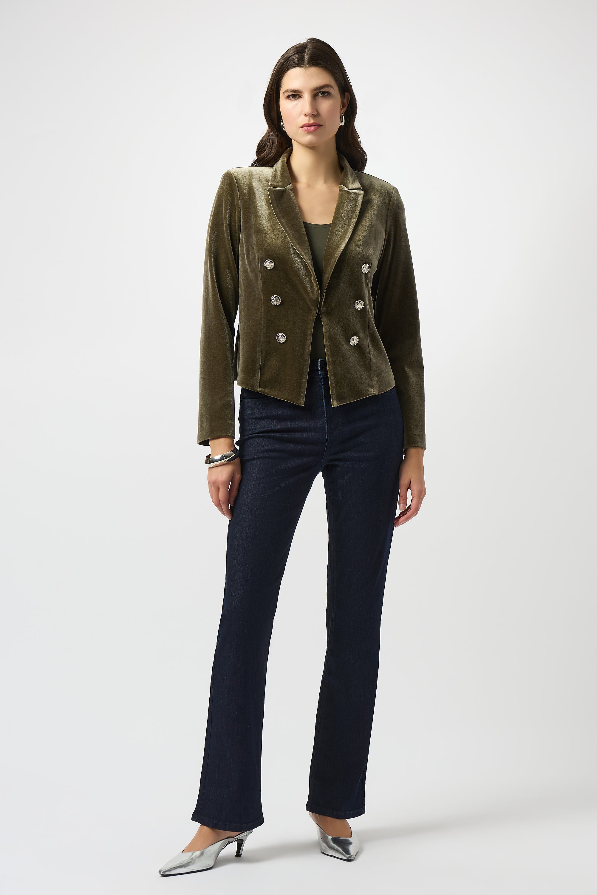 VELVET KNIT FITTED BLAZER