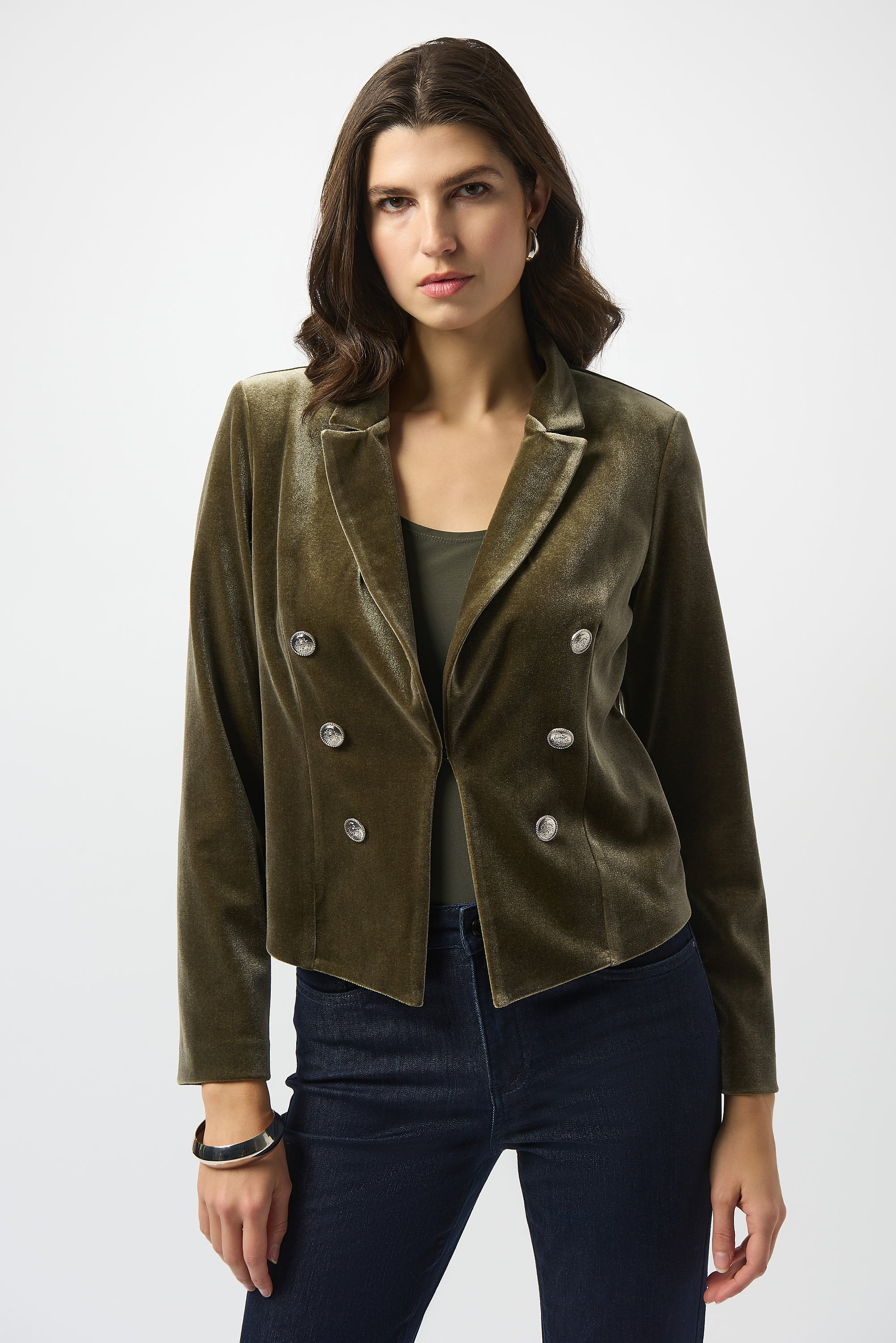 VELVET KNIT FITTED BLAZER
