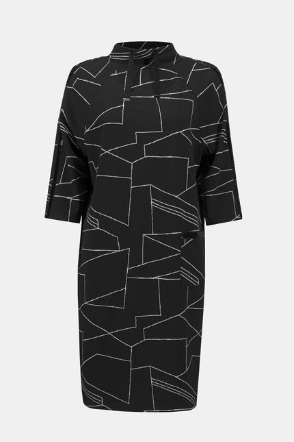 JACQUARD KNIT ABSTRACT PRINT STRAIGHT DRESS