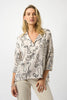 HAMMERED SATIN ABSTRACT FACE PRINT BOXY TOP