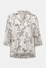 HAMMERED SATIN ABSTRACT FACE PRINT BOXY TOP