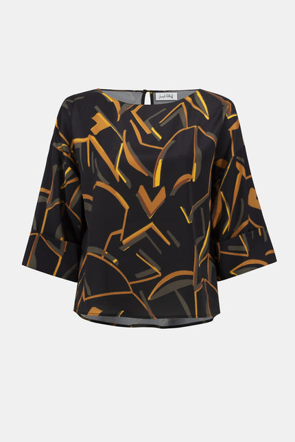 RECYCLED WOVEN GEOMETRIC PRINT BOXY TOP