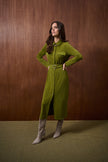 MOSS CREPE AND SATIN STRAIGHT SHIRT DRESS