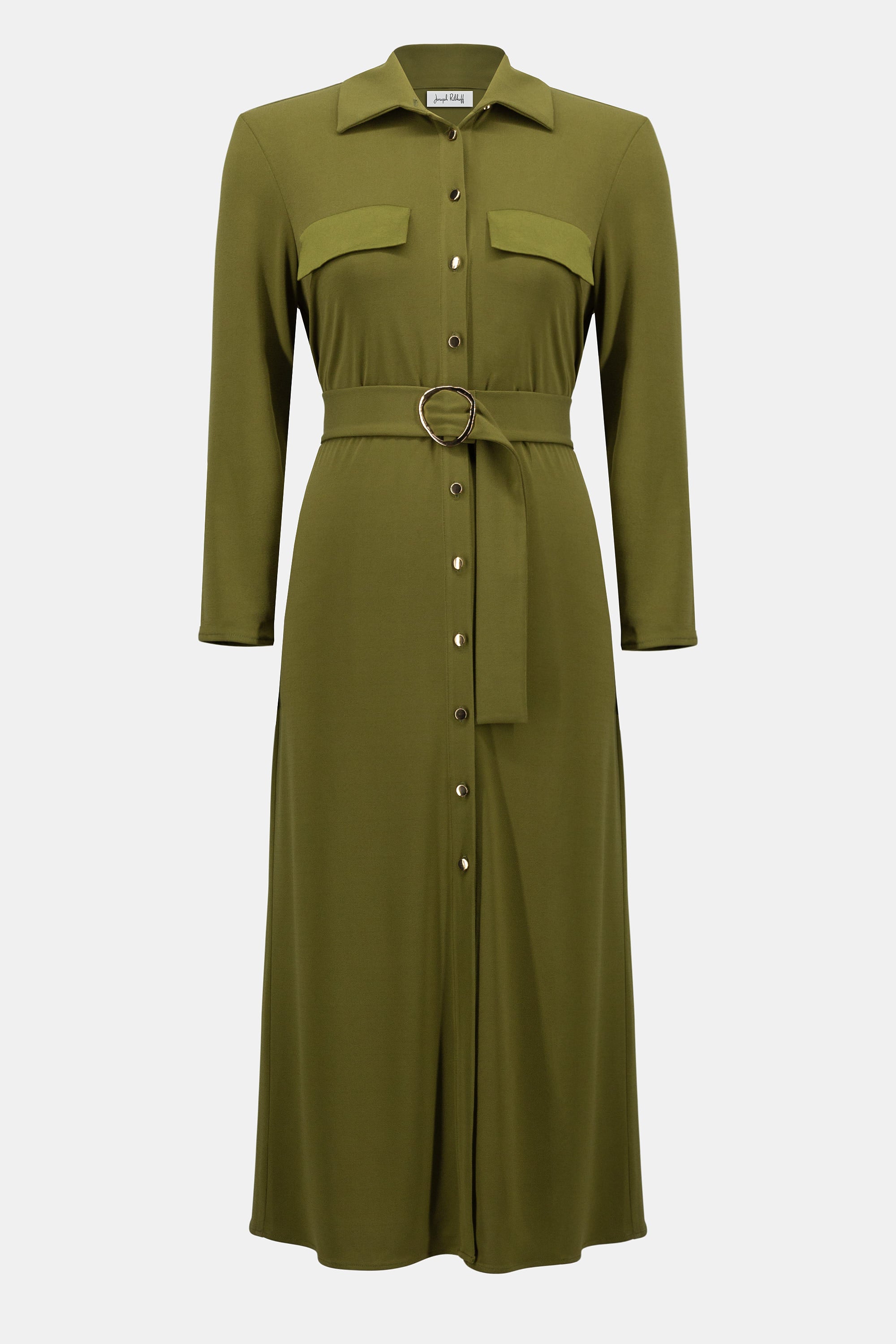 MOSS CREPE AND SATIN STRAIGHT SHIRT DRESS