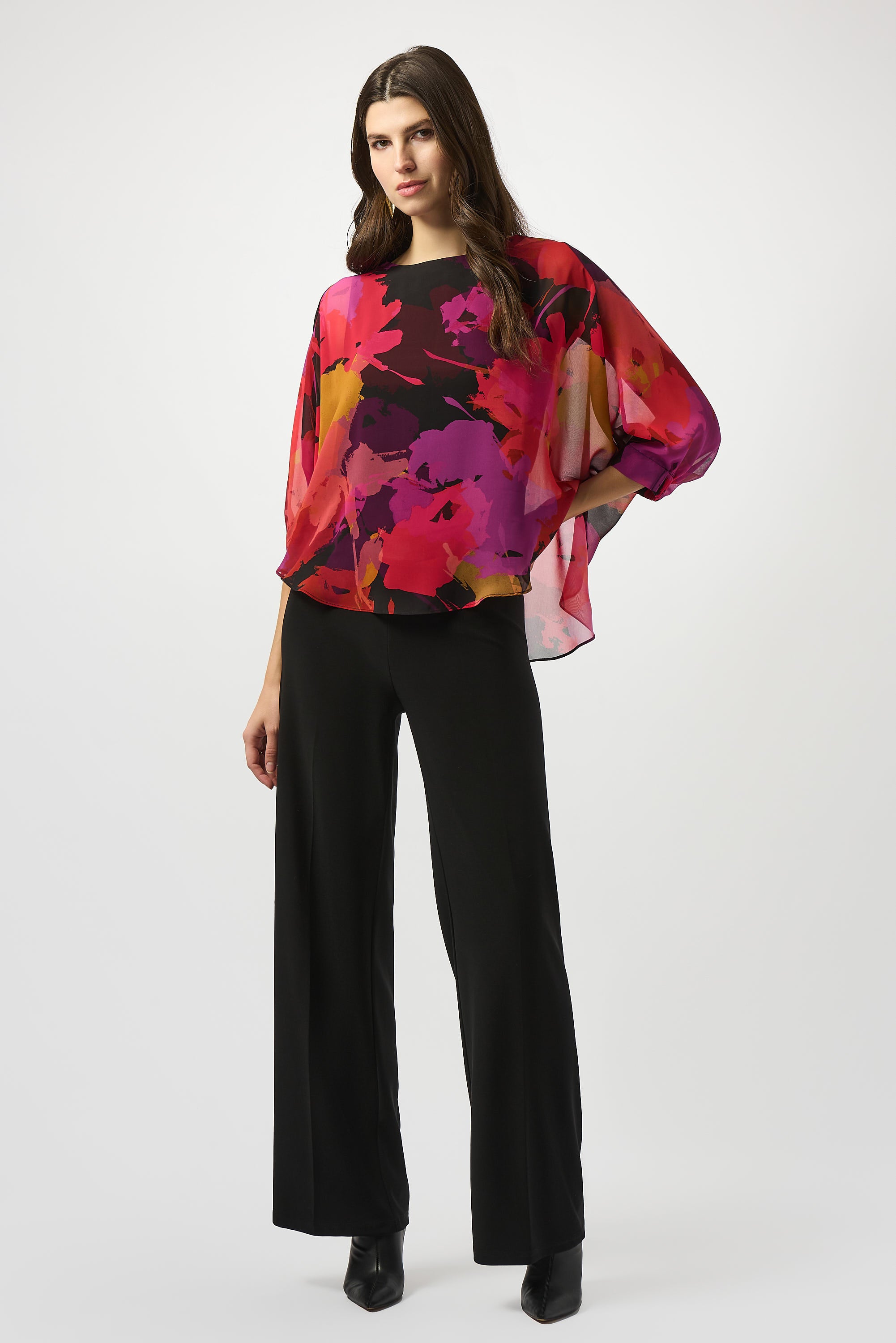 RECYCLED CHIFFON FLORAL PRINT BOXY TOP