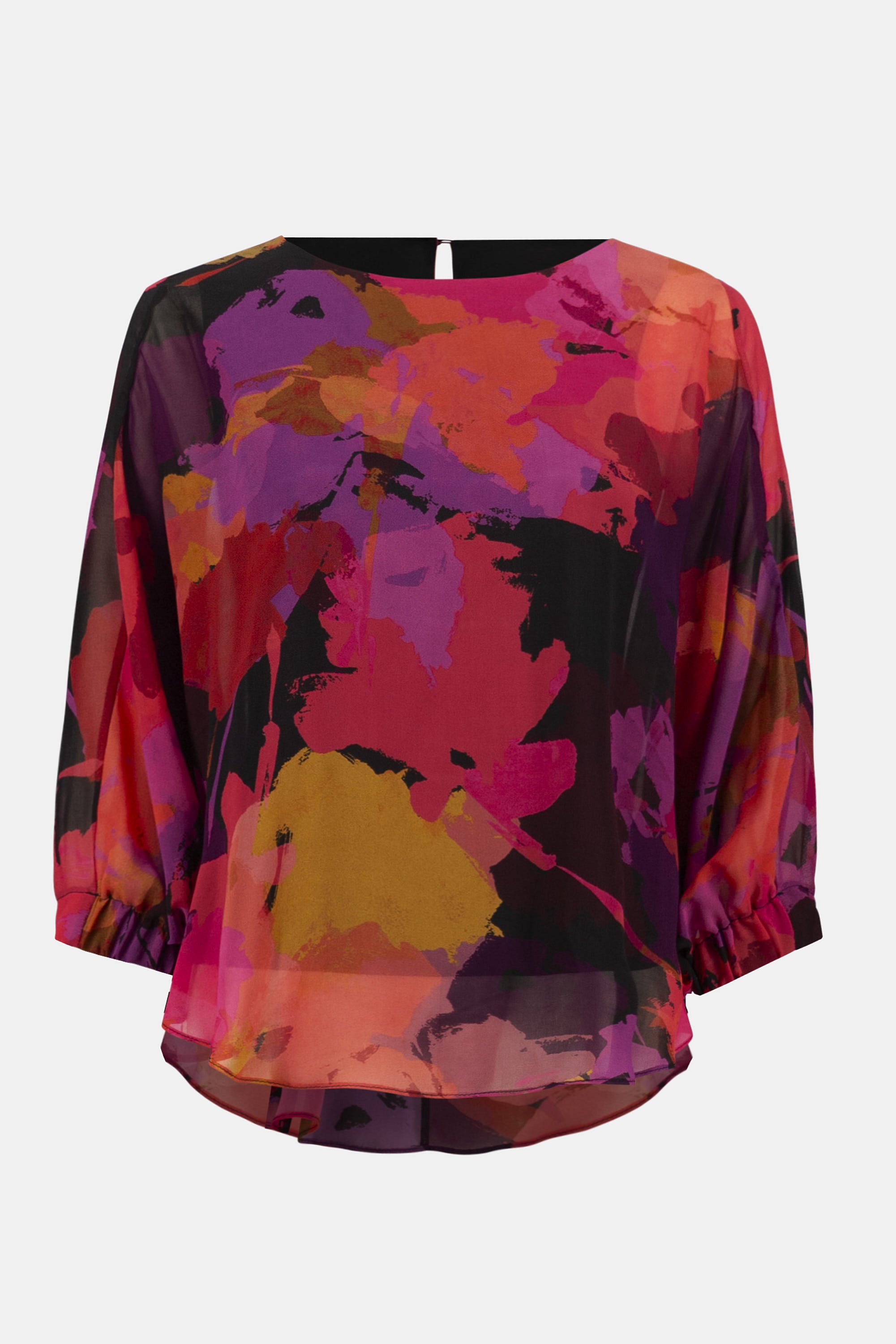 RECYCLED CHIFFON FLORAL PRINT BOXY TOP