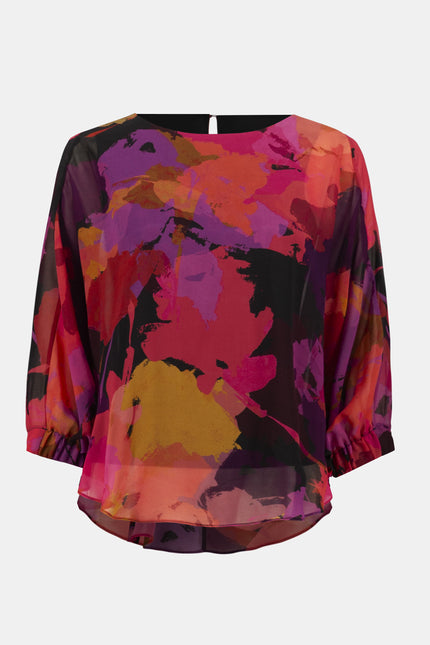 RECYCLED CHIFFON FLORAL PRINT BOXY TOP