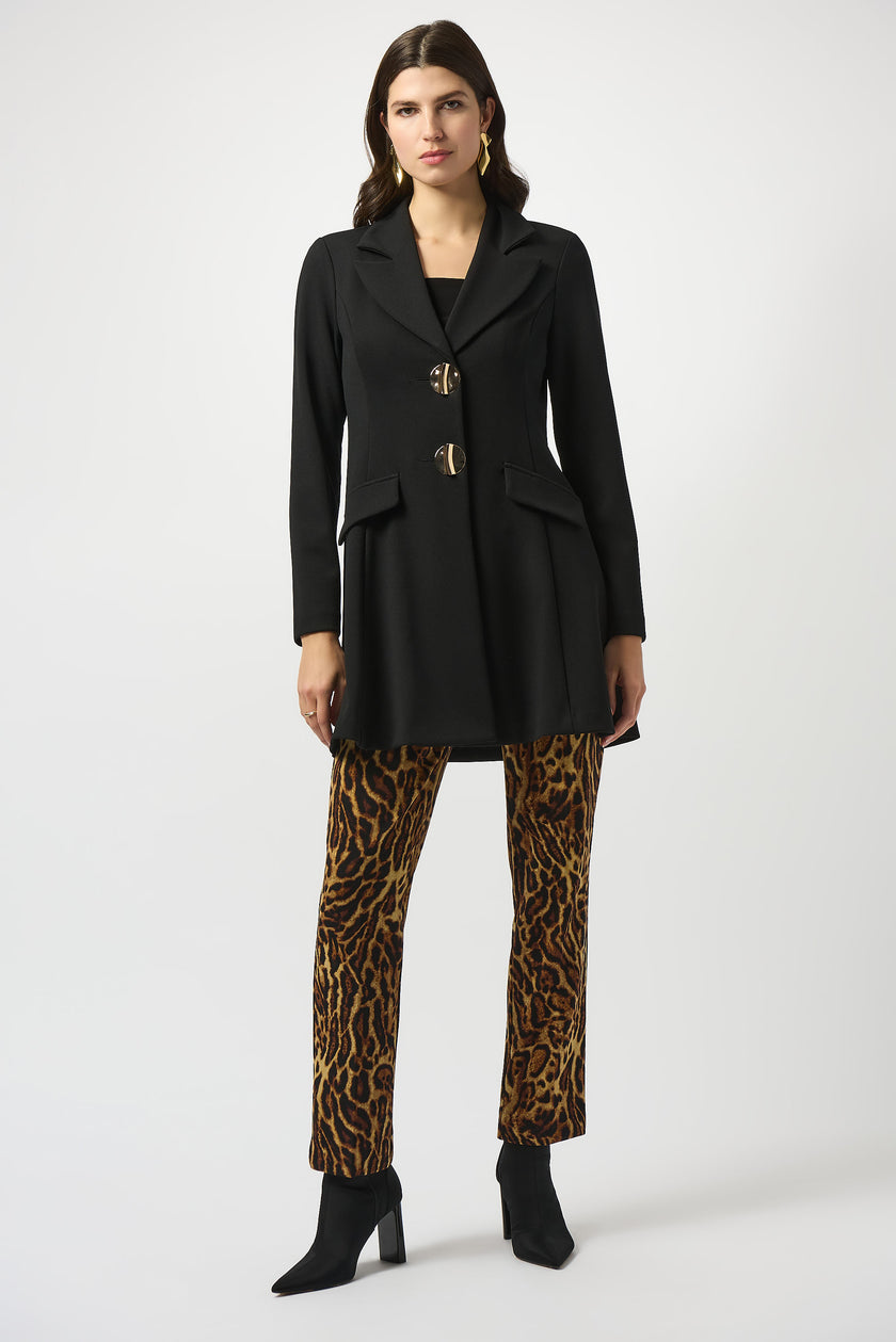 SILKY KNIT ANIMAL PRINT STRAIGHT PANTS