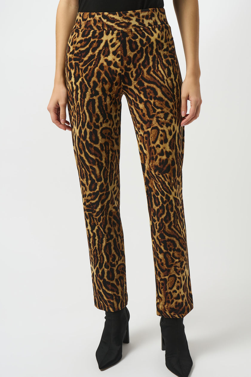 SILKY KNIT ANIMAL PRINT STRAIGHT PANTS