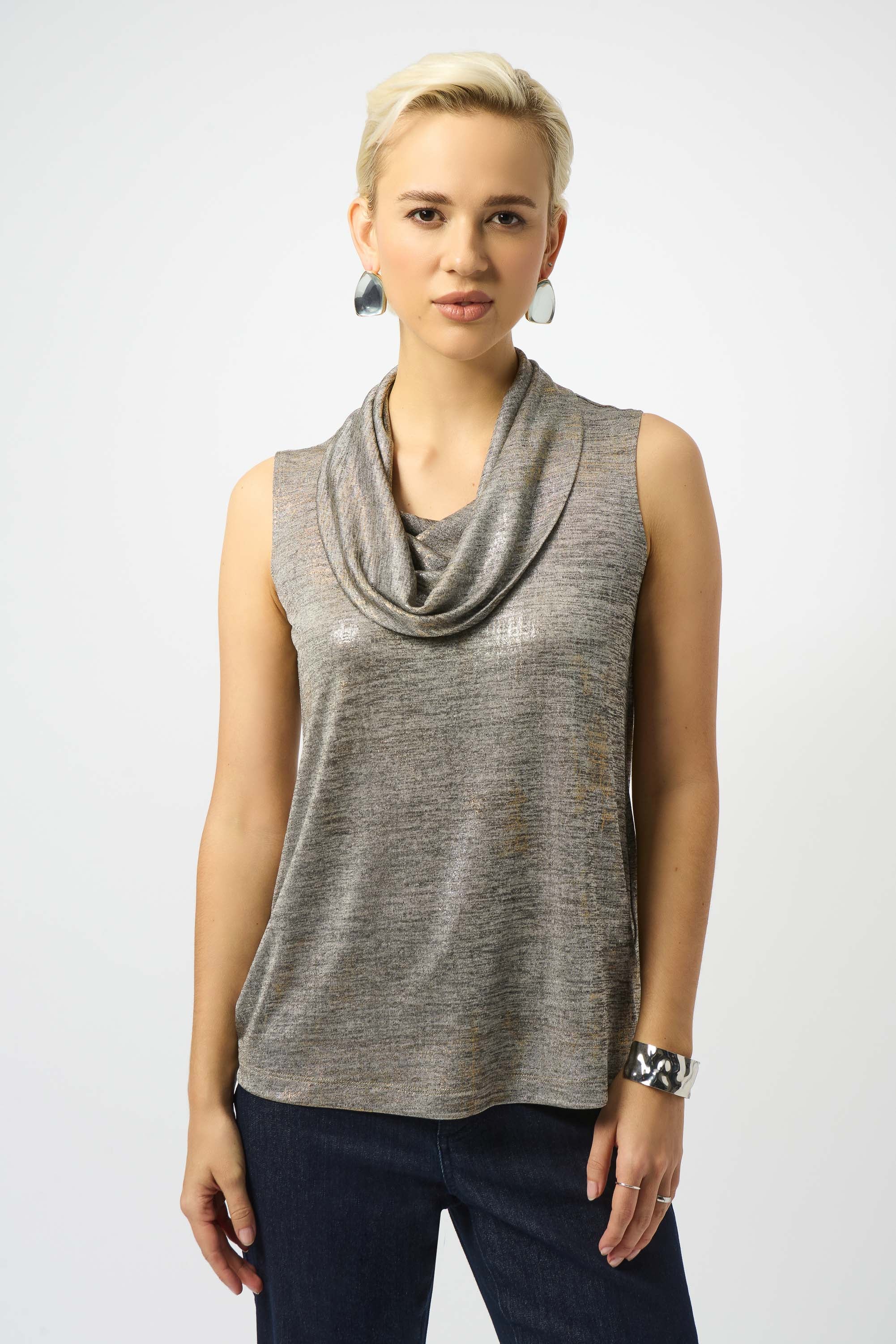 FOILED MELANGE KNIT SLEEVELESS TOP