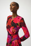 SILKY KNIT FLORAL PRINT SHEATH DRESS