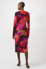 SILKY KNIT FLORAL PRINT SHEATH DRESS