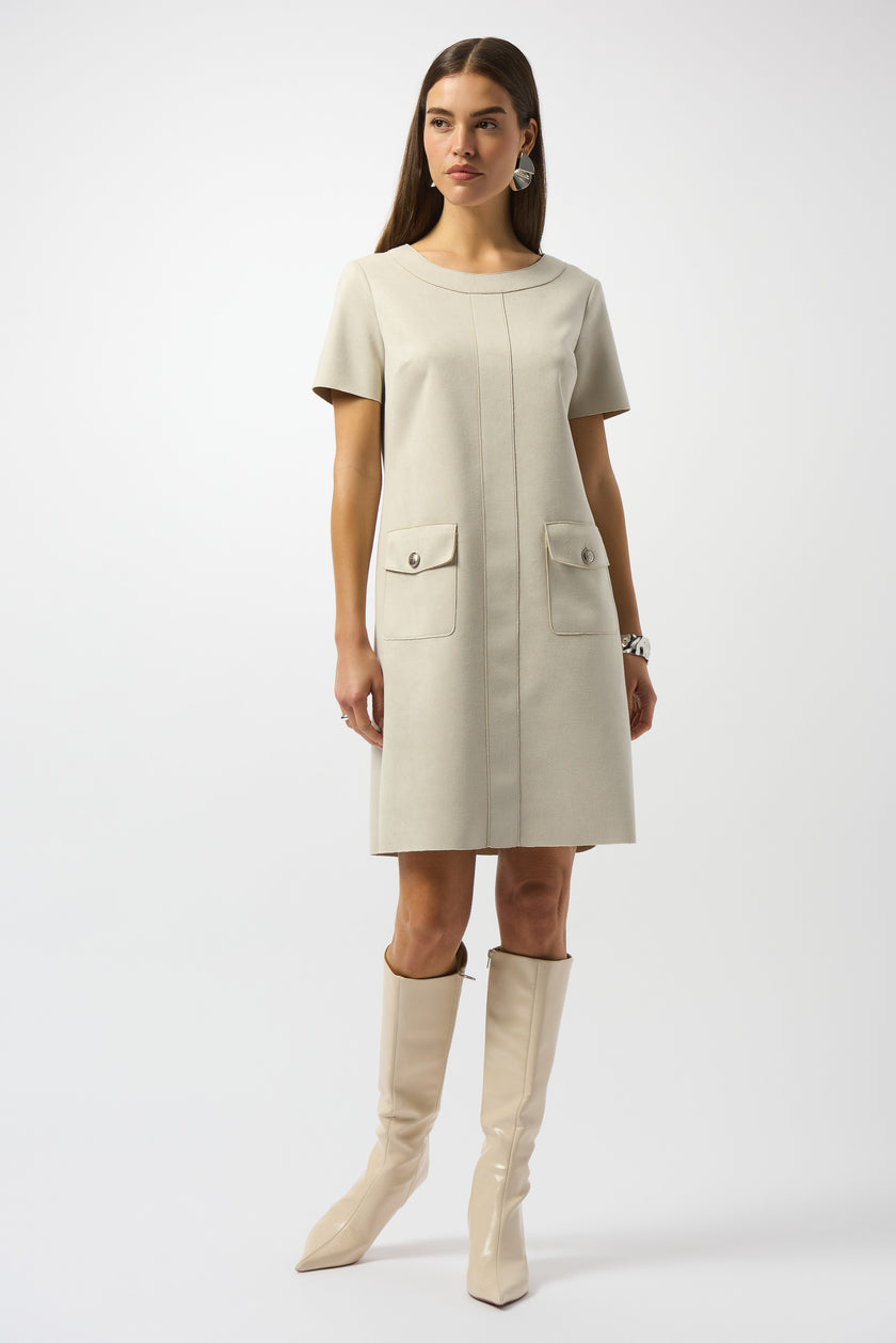 SCUBA SUEDE SHIFT DRESS