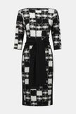 JACQUARD SWEATER PLAID SHEATH DRESS