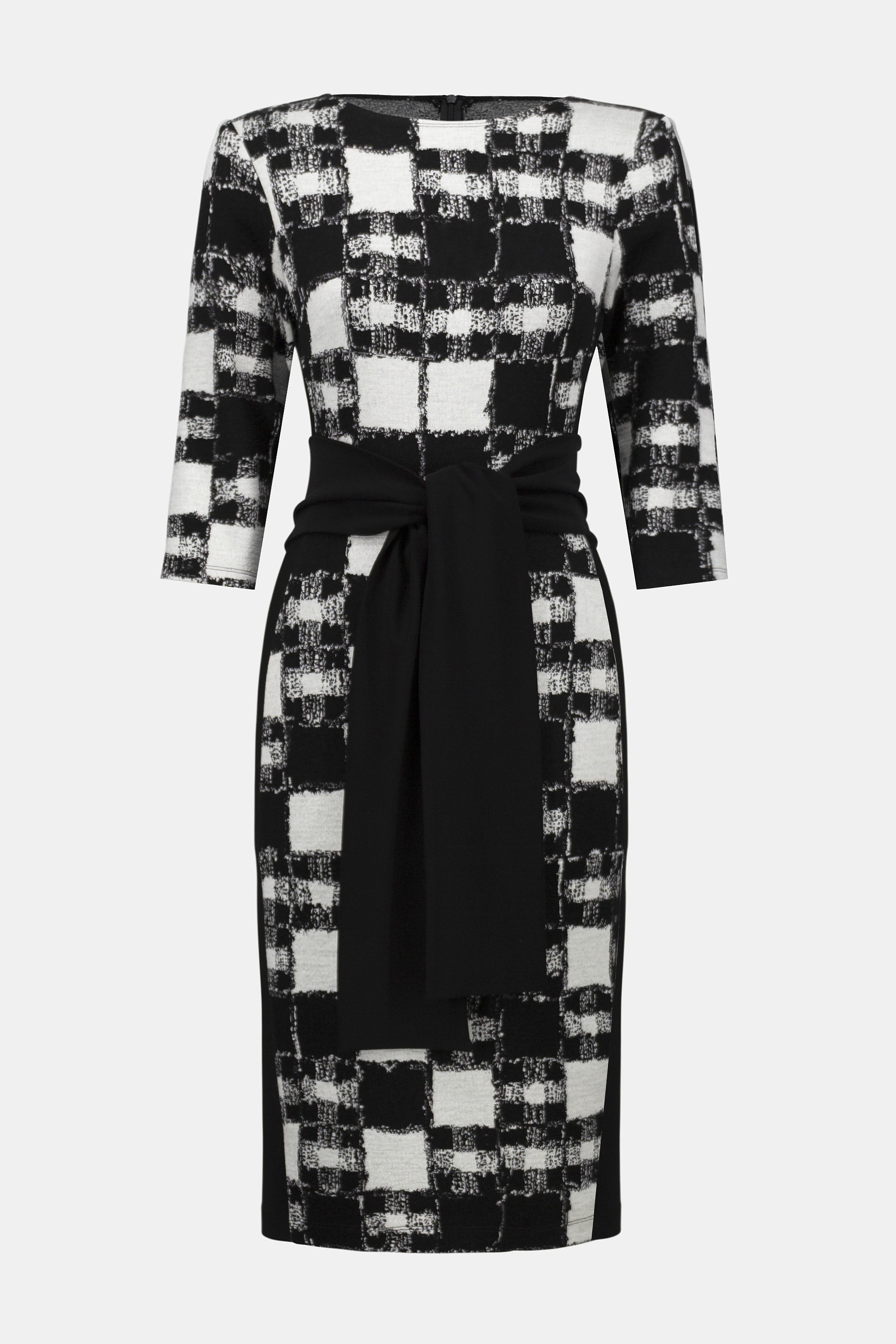 JACQUARD SWEATER PLAID SHEATH DRESS