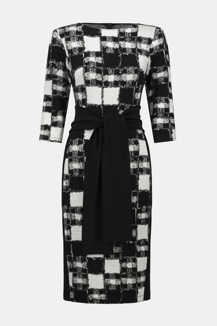 JACQUARD SWEATER PLAID SHEATH DRESS