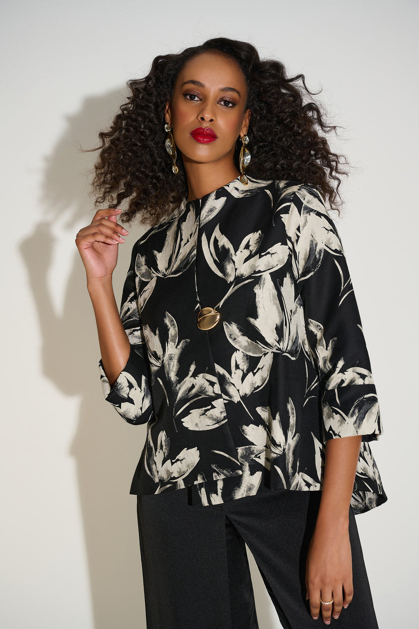 JACQUARD FLORAL PRINT SWING JACKET