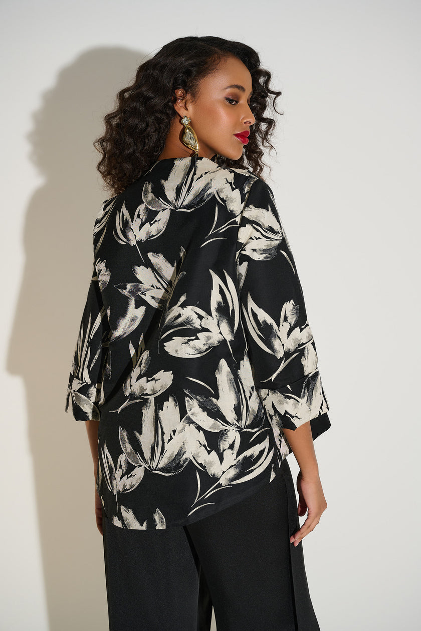 JACQUARD FLORAL PRINT SWING JACKET