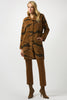 FEATHER YARN ANIMAL JACQUARD HOODED COAT