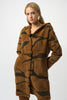 FEATHER YARN ANIMAL JACQUARD HOODED COAT