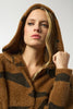 FEATHER YARN ANIMAL JACQUARD HOODED COAT