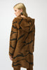 FEATHER YARN ANIMAL JACQUARD HOODED COAT