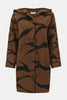 FEATHER YARN ANIMAL JACQUARD HOODED COAT