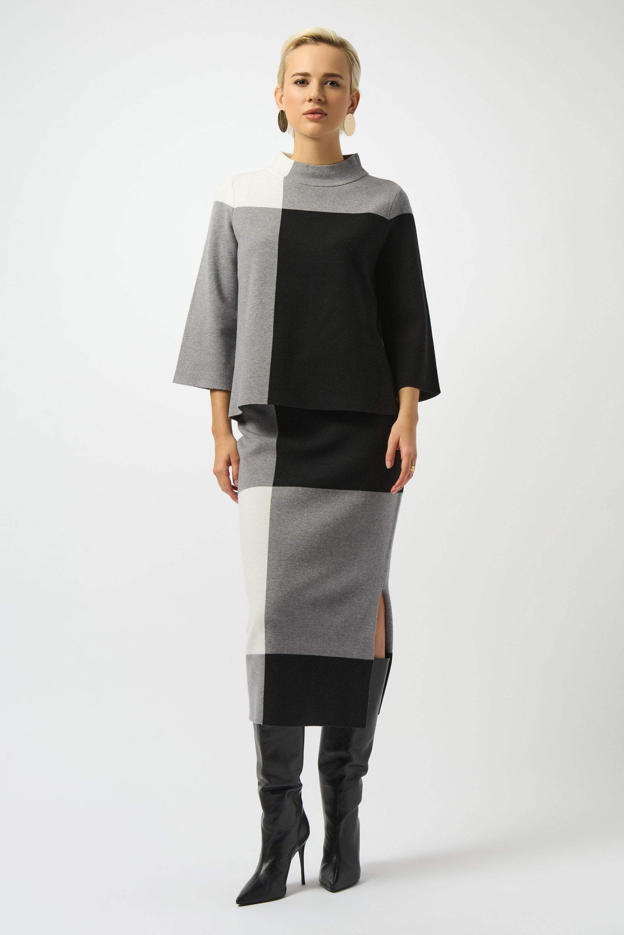 JACQUARD SWEATER COLOR BLOCK PULLOVER