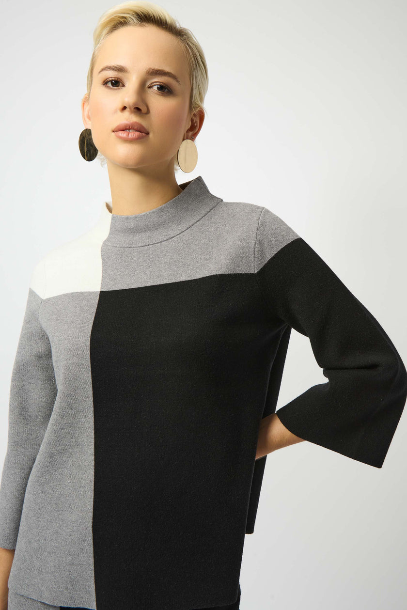 JACQUARD SWEATER COLOR BLOCK PULLOVER