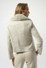 FOILED SUEDE SWING JACKET WITG FAUX FUR COLLAR