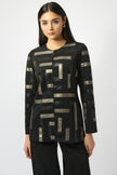 SCUBA AND LEATHERETTE COLLARLESS JACKET