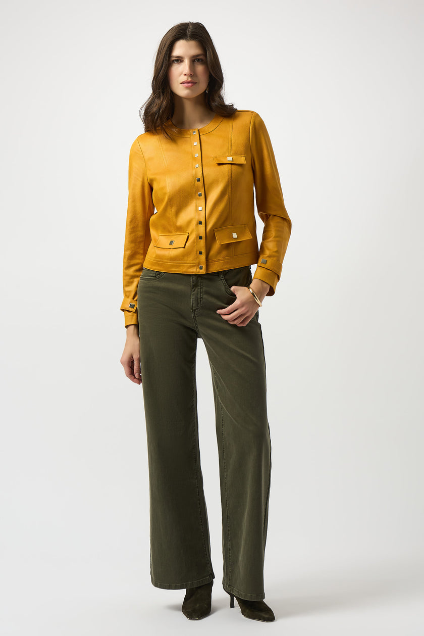 FOILED FAUX SUEDE FITTED JACKET