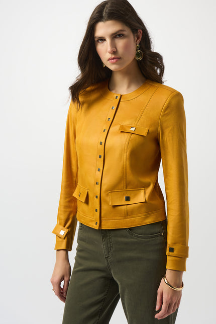 FOILED FAUX SUEDE FITTED JACKET