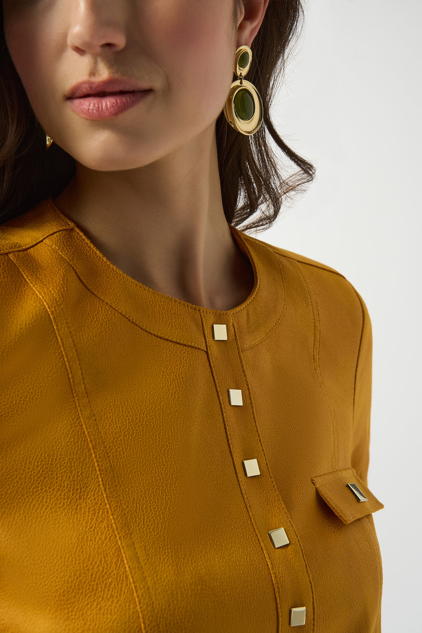 FOILED FAUX SUEDE FITTED JACKET