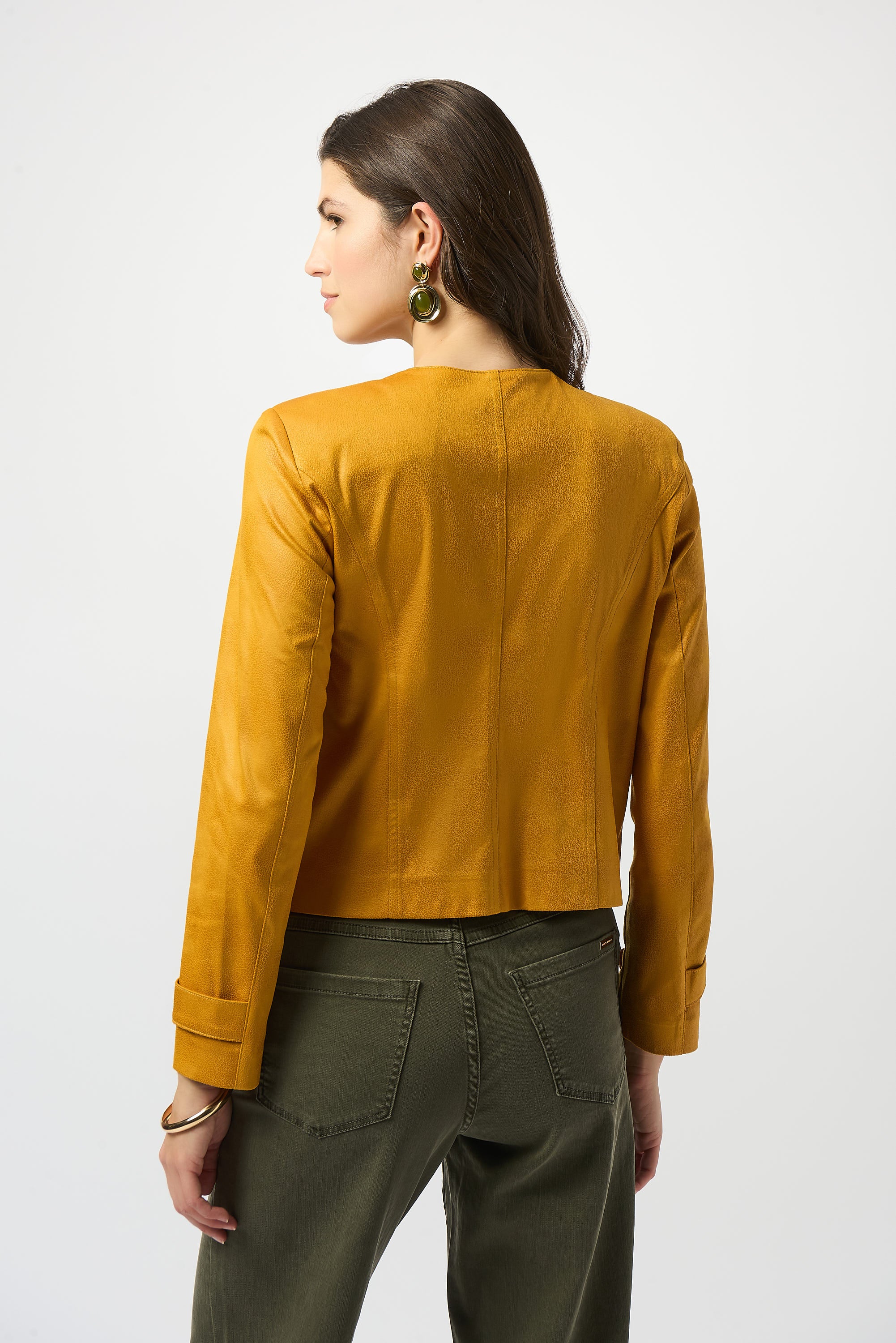 FOILED FAUX SUEDE FITTED JACKET