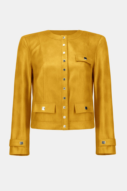 FOILED FAUX SUEDE FITTED JACKET