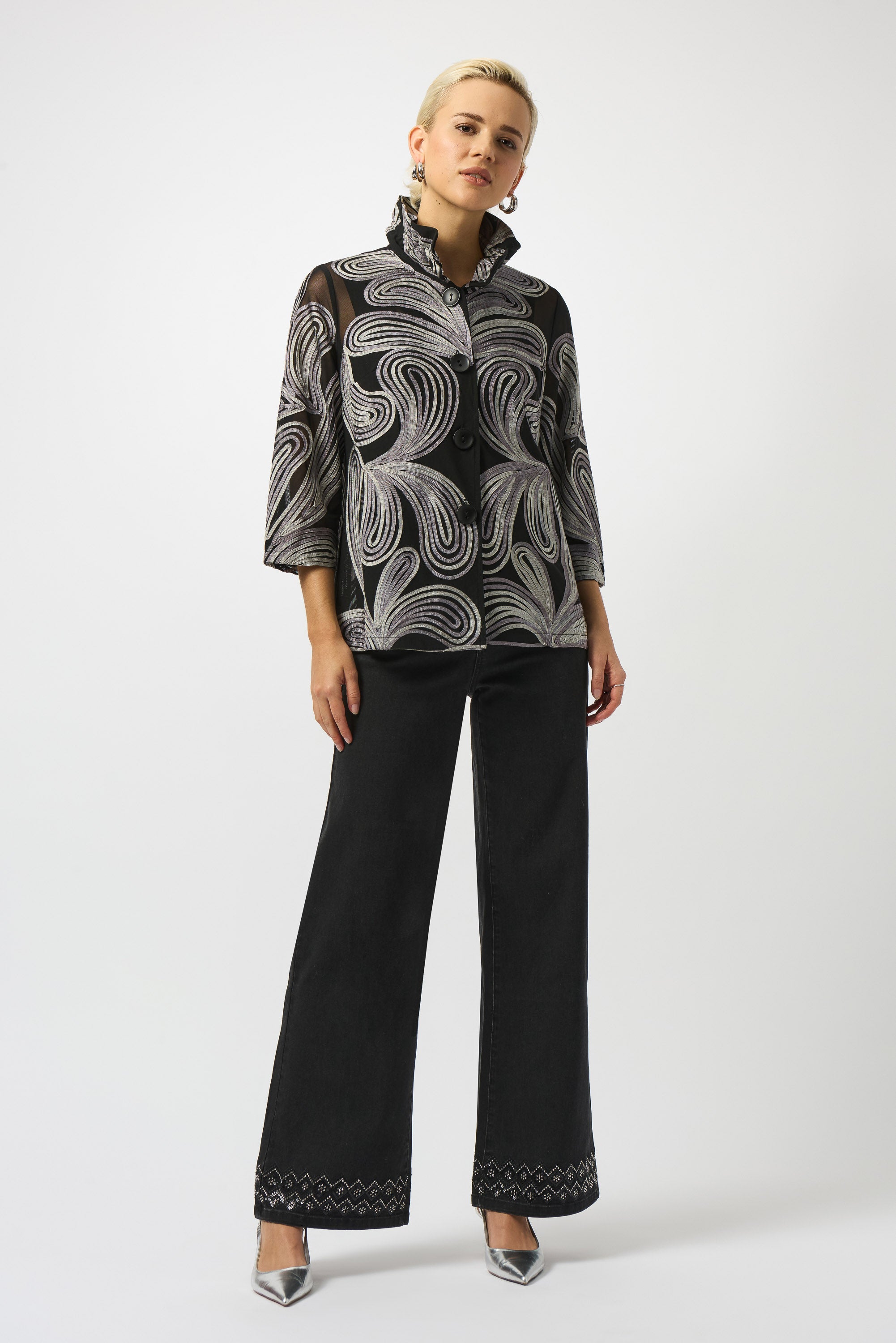EMBROIDERED MESH STRAIGHT JACKET