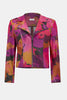 FOILED FAUX SUEDE ABSTRACT PRINT FITTED JACKET