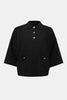 SWEATER KNIT BOXY PULLOVER WITH POLO COLLAR