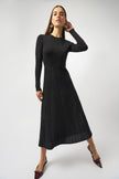 KNIT FIT AND FLARE CREW NECK DRESS