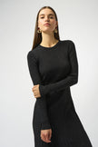 KNIT FIT AND FLARE CREW NECK DRESS