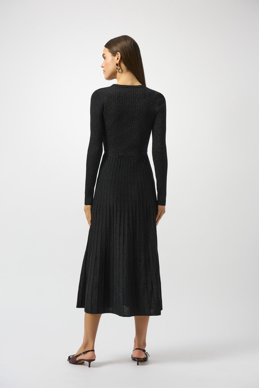 KNIT FIT AND FLARE CREW NECK DRESS